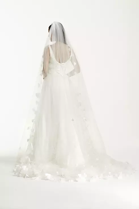 Cathedral Length Veil with Organza Floral Detail Image 2