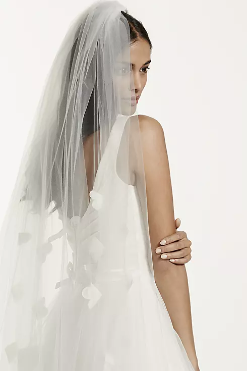 Cathedral Length Veil with Organza Floral Detail Image 1