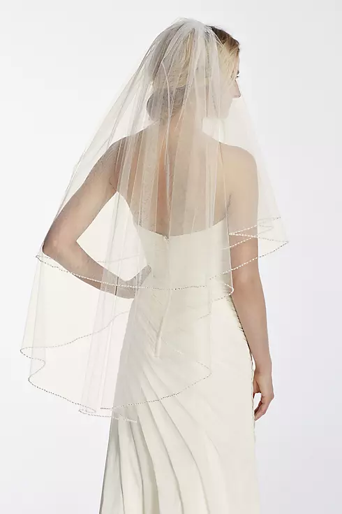 Two Tier Mid Length Veil with Pearl Edge Image 1