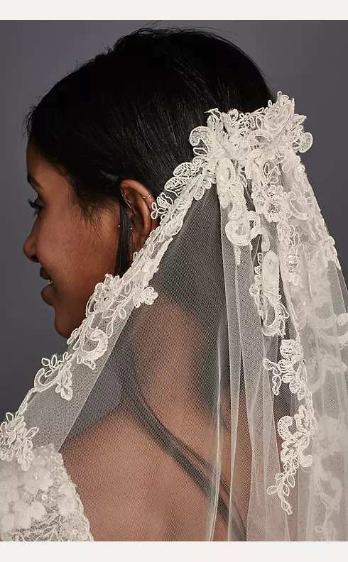 One Blushing Bride Bring Your Own Lace Custom Lace Applique Cathedral Veil White / Chapel 90 Inches