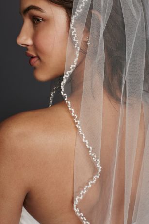 One Tier Beaded Edge Mid Length Veil | David's Bridal