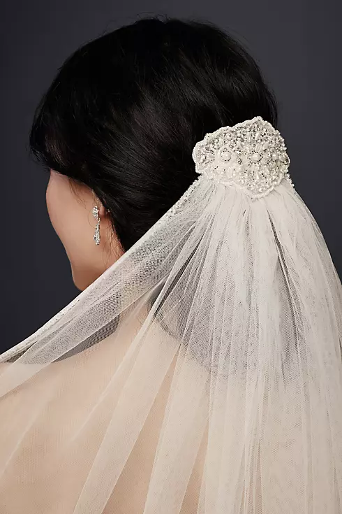 Mid-Length Veil With Beaded Lace Applique Image 2
