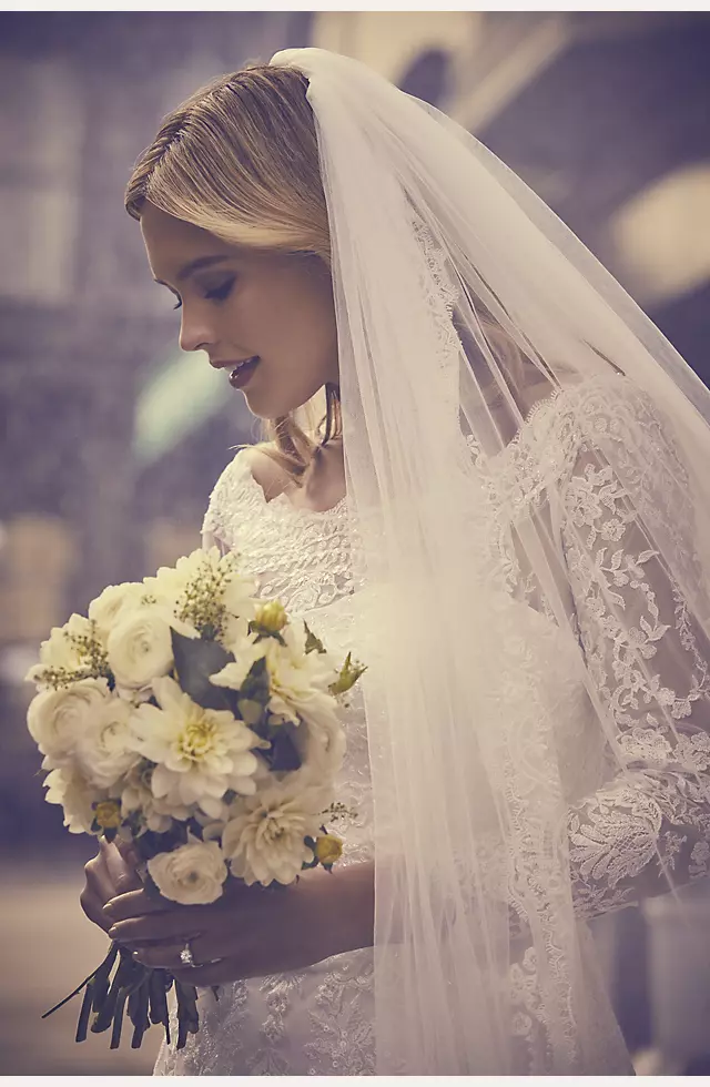 Cathedral Length Veil with Frosted Lace Appliqués