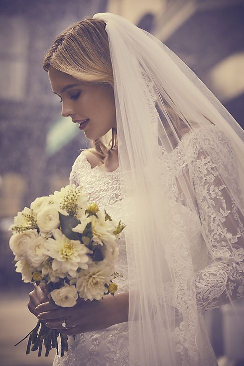 Cathedral Veil with Sequined Lace Appliques  Image 5