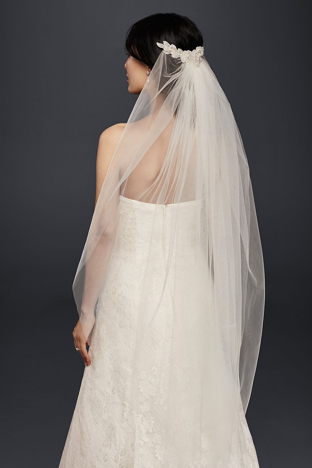 Mid-Length Veil with Floral Comb Detail Image 1