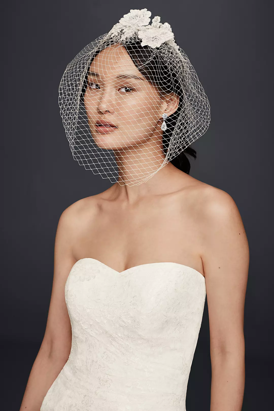 Blusher Veil with Beaded Lace Image 3