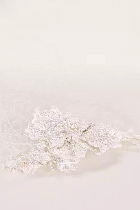 Blusher Veil with Beaded Lace Image 2
