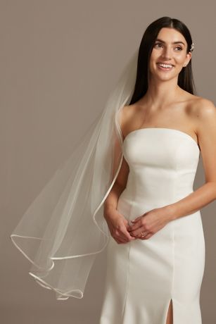 Faith | Fingertip length veil with a ribbon edge | TWVS