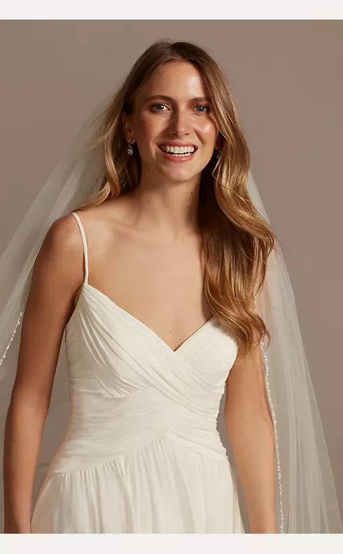 Bead and Pearl Trimmed Chapel Length Veil Image 4