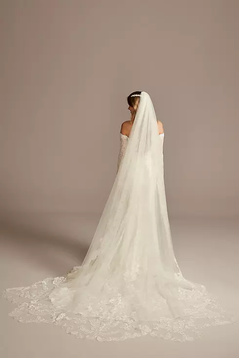 Tulle Cathedral Veil with Scalloped Lace Appliques Image 2
