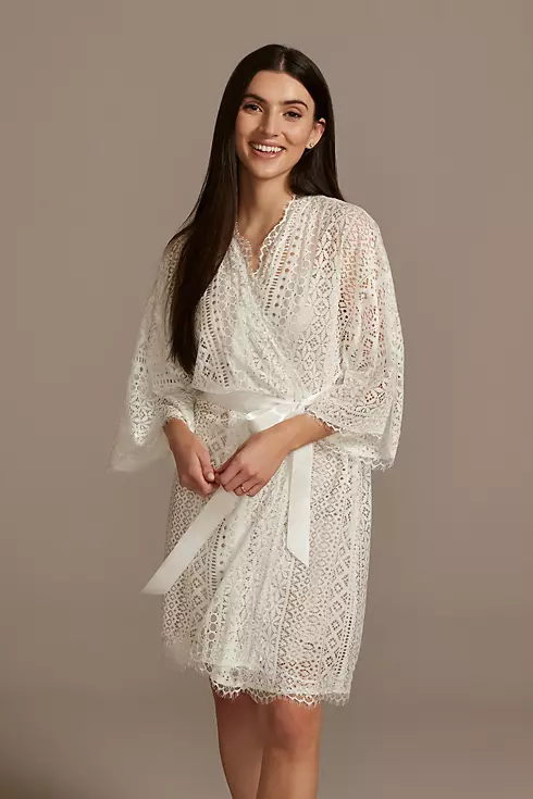 Crochet Lace Robe with Satin Sash Image 1