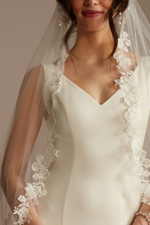 Cutout Floral Lace Mid-Length Veil | David's Bridal