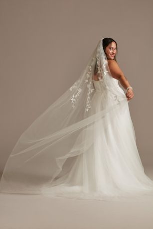 wedding dress with cathedral veil