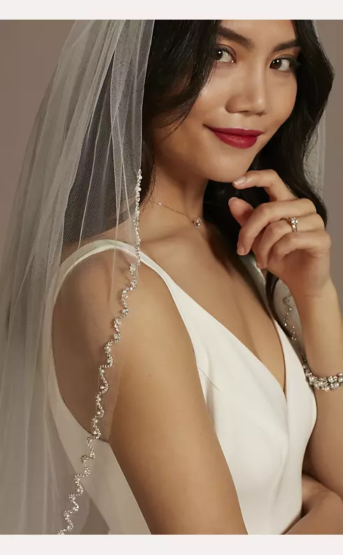 Cathedral Wedding Veil with Wide Beaded Pearl Edge CF281