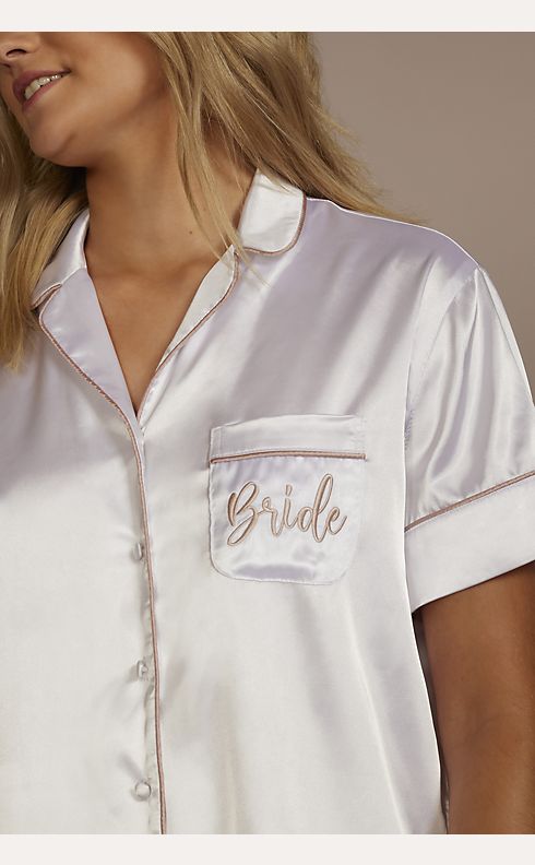 Monogrammed Button-up Satin Pajama Set - Personalized Brides