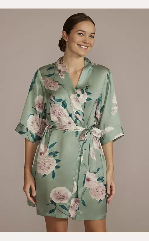 Dusty Sage Floral Bridal Party Robe Image 1