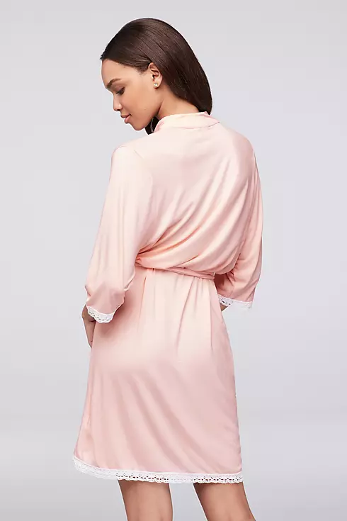 Pink Knit Robe with Lace Edge Image 2