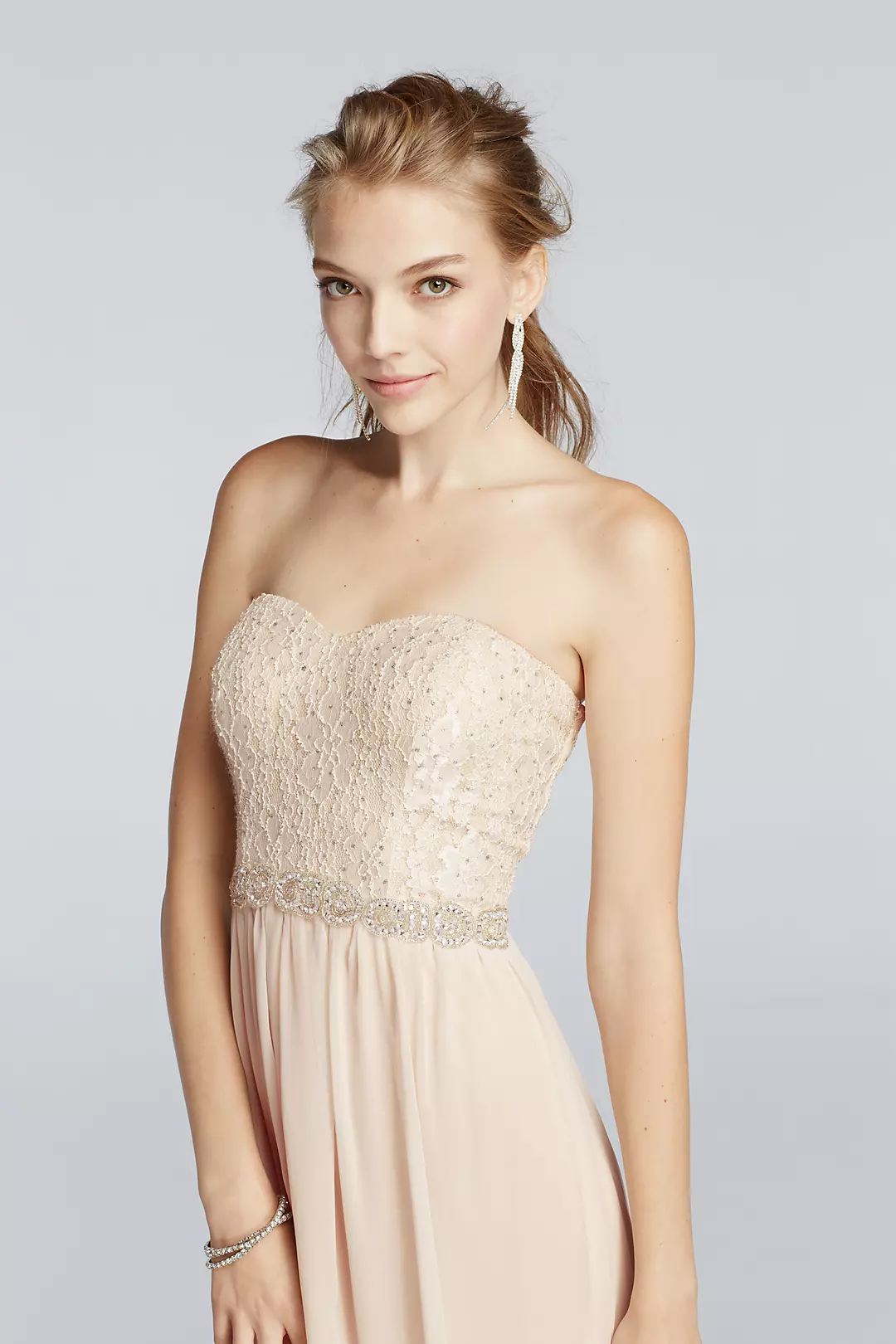 Strapless Chiffon Pastel Prom Dress  Image 3