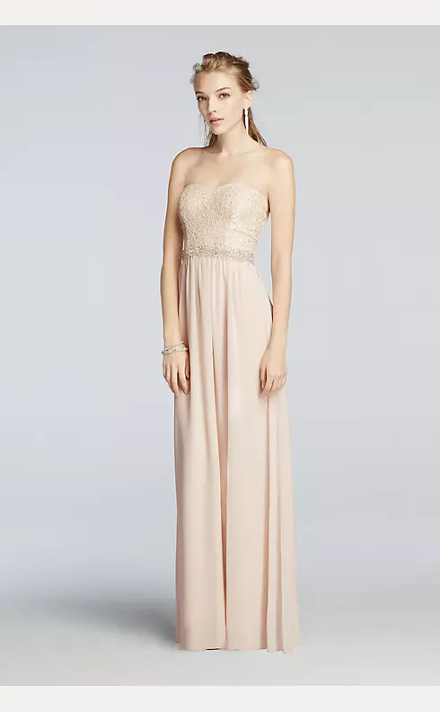 Strapless Chiffon Pastel Prom Dress  Image 1