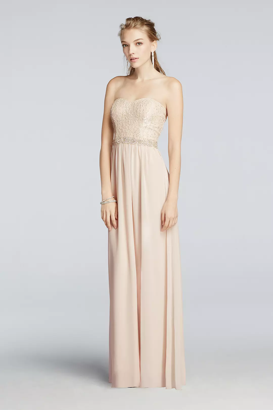 Strapless Chiffon Pastel Prom Dress  Image