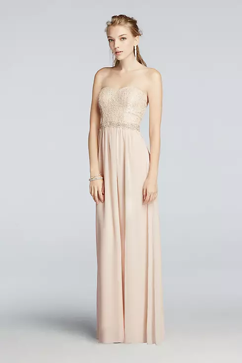 Strapless Chiffon Pastel Prom Dress  Image 1