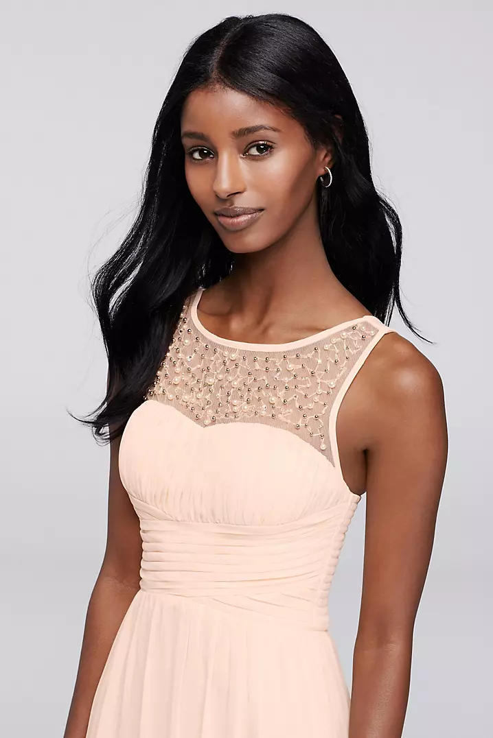 Sleeveless Prom Dress with Illusion Neckline | David's Bridal Sleeveless Prom Dress with Illusion Neckline | David's Bridal
