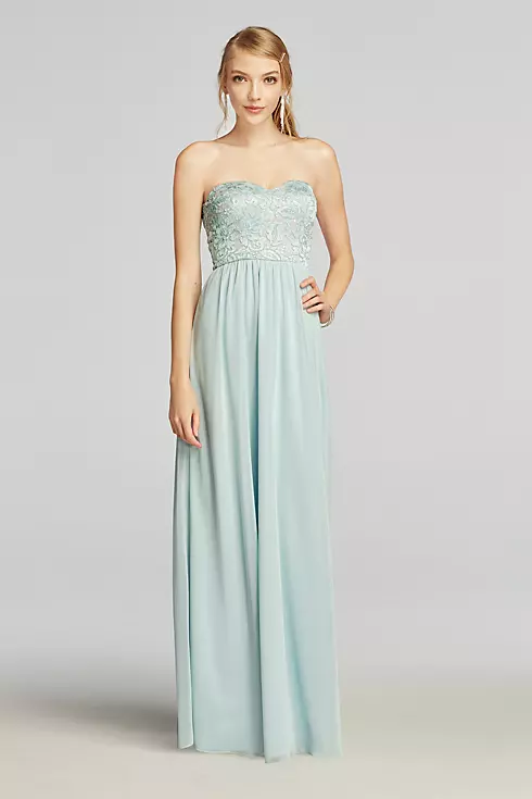 Strapless Chiffon Prom Dress with Lace Bodice Image 1