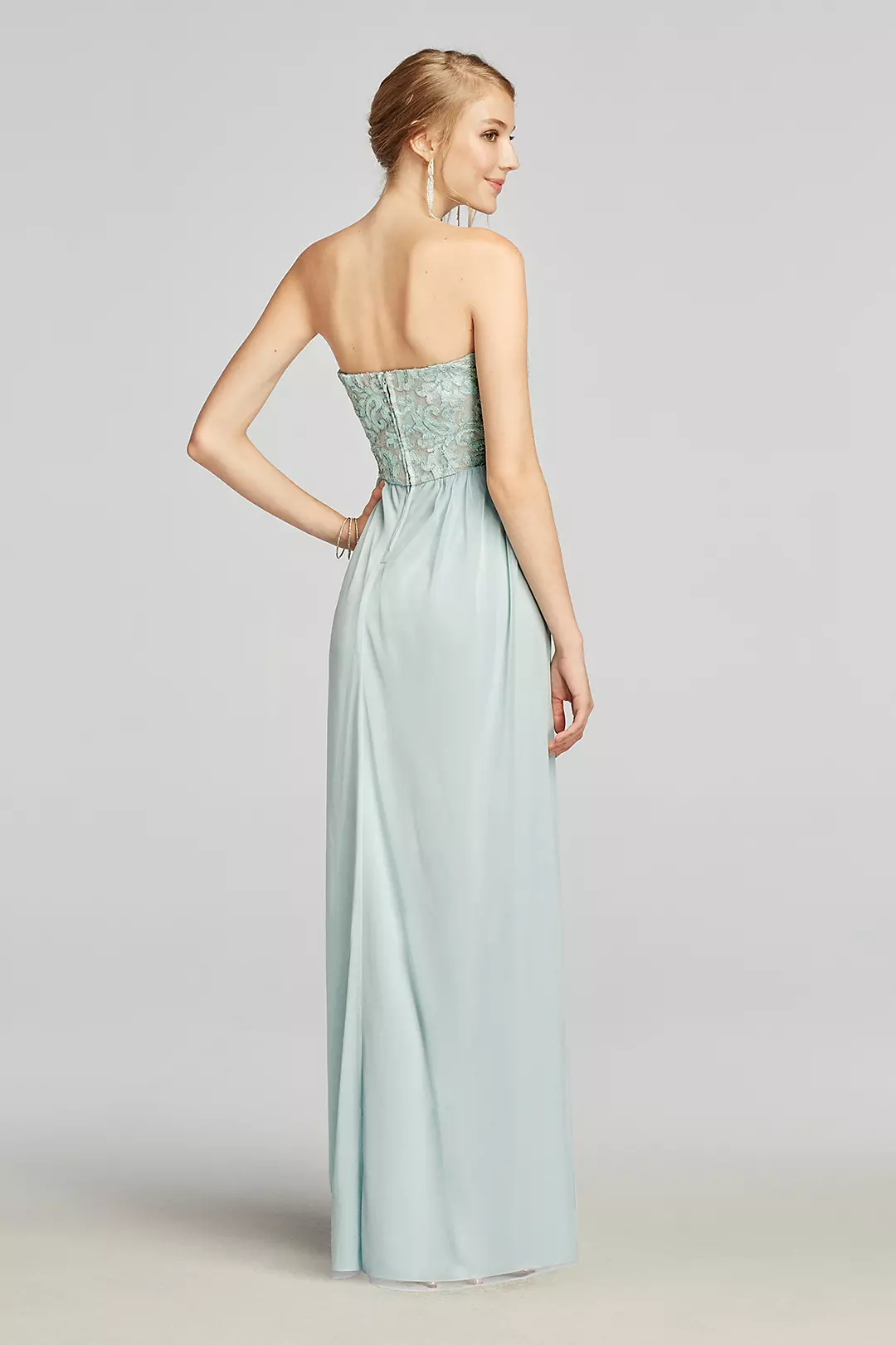 Strapless Chiffon Prom Dress with Lace Bodice Image 2
