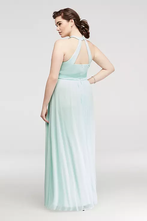 Beaded Illusion Halter Ruched Prom Dress  Image 2