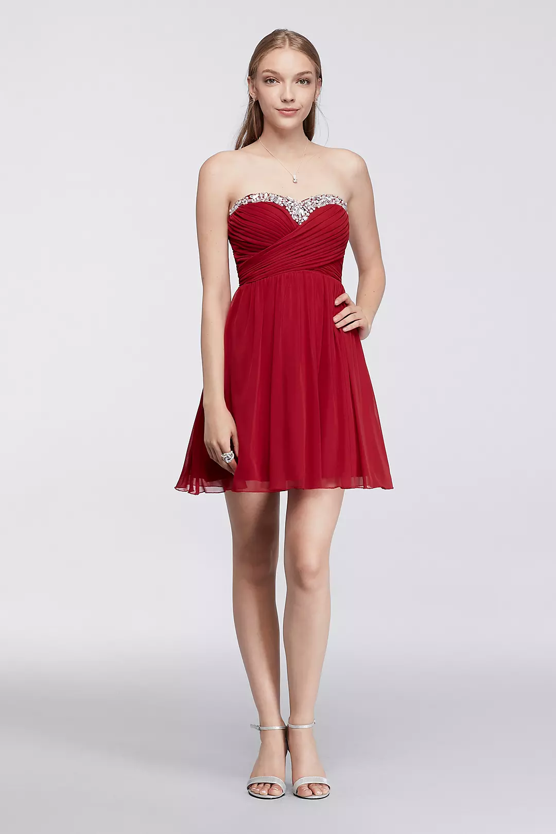 Short Dress with Crystal Beaded Neckline Image