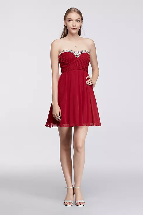 Short Dress with Crystal Beaded Neckline Image 1
