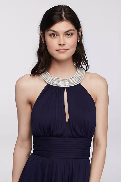 Short Dress with Pearl Keyhole Neckline Image 3