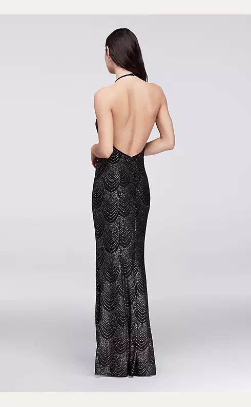Glitter Knit Halter Dress with Low Back Image 2