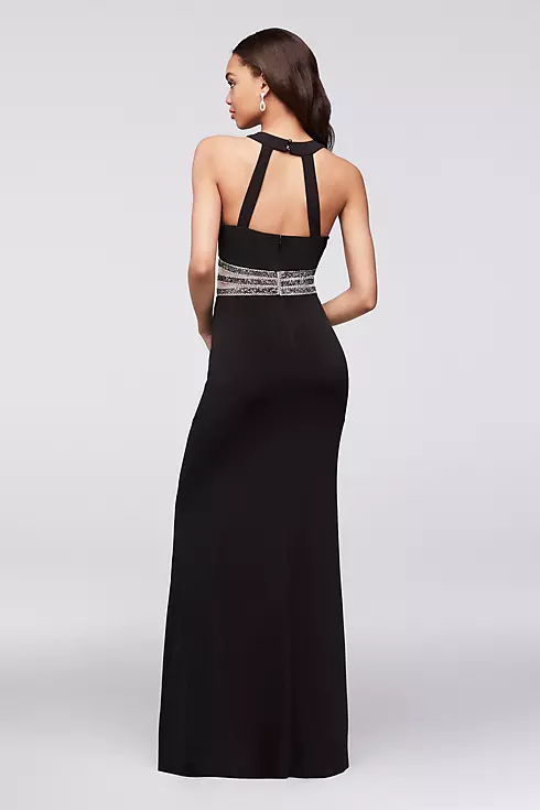 Jersey Halter Gown with Beaded Illusion Waist Image 2