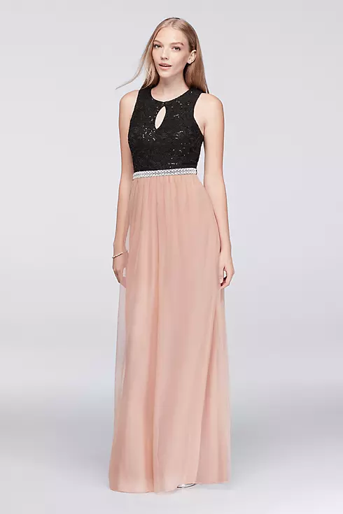 Sequin Lace and Mesh Maxi Dress with Open Back Image 1