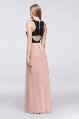 sequin maxi mesh lace open dress