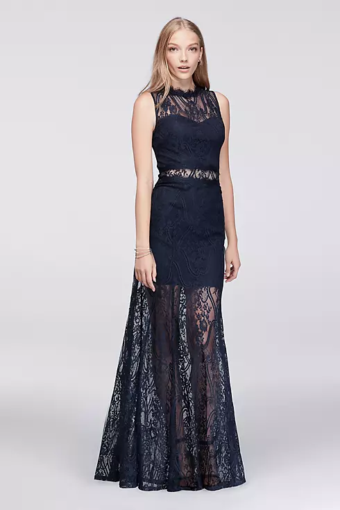 Sleeveless Lace Maxi Dress with Illusion Waist Image 1