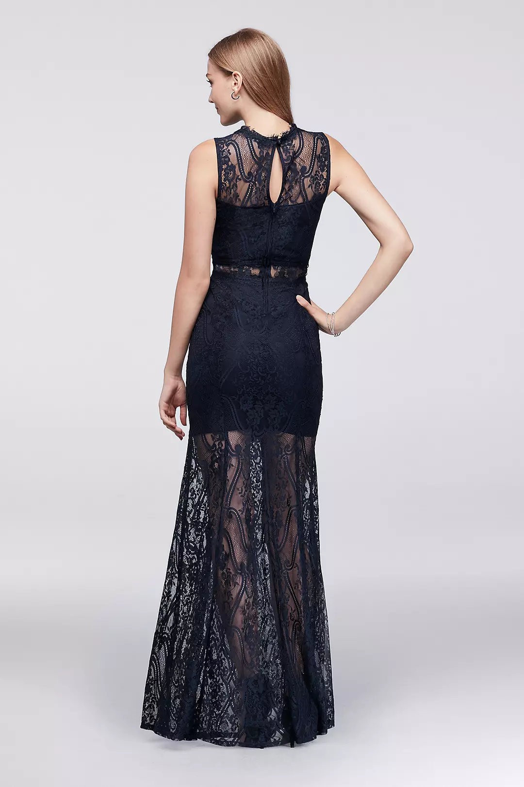 Sleeveless Lace Maxi Dress with Illusion Waist Image 2