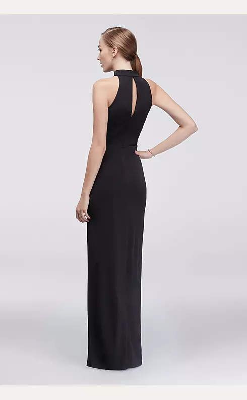 High-Neck Long Jersey Dress with Strappy Sides Image 2