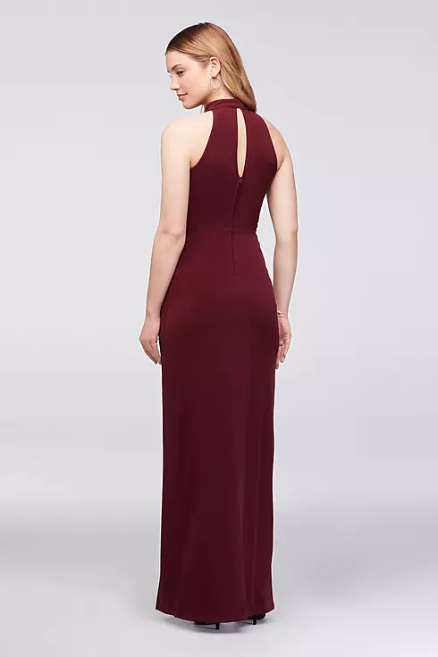 High-Neck Jersey Gown with Ladder Side Detail Image 2