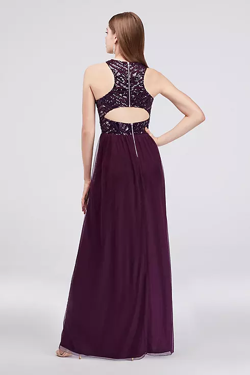 Mesh Halter A-Line Gown with Sequin Bodice Image 2