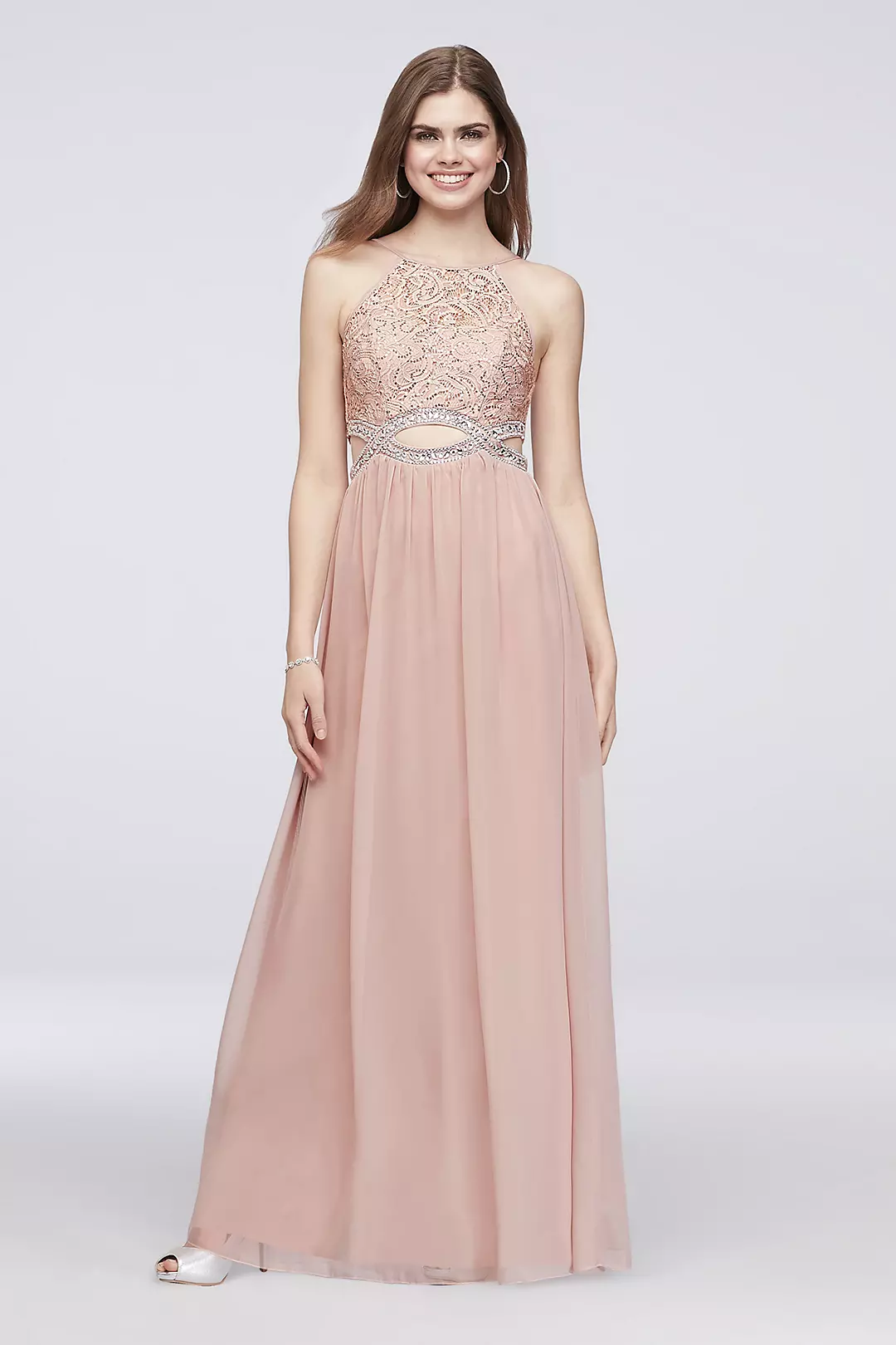 Sequin Lace and Infinity Cutout Chiffon Gown Image