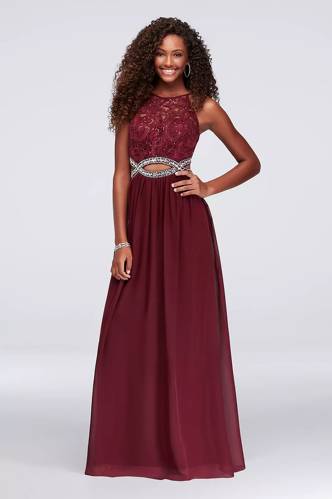 Infinity Cutout Sequin Lace and Chiffon Gown Image
