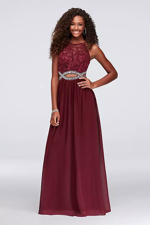 Infinity Cutout Sequin Lace and Chiffon Gown Image 1