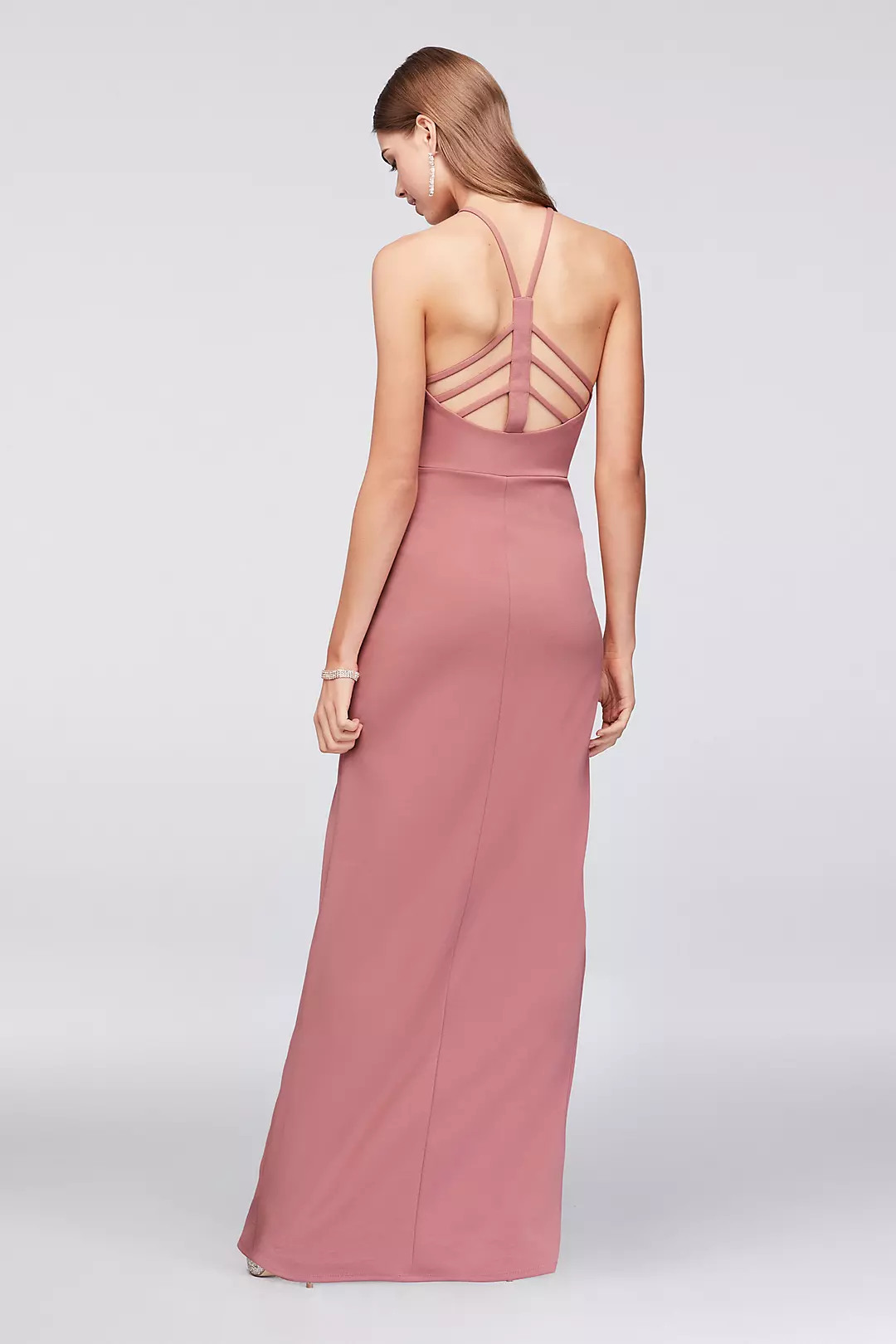 Stretch Crepe Sheath Gown with Strappy Back Image 2