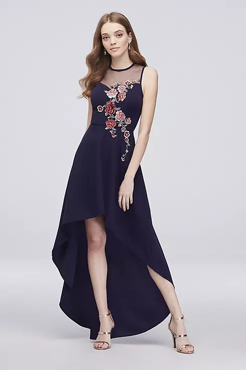 High-Low A-Line Dress with Embroidered Appliques Image 1