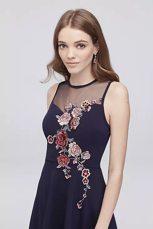 High-Low A-Line Dress with Embroidered Appliques Image 3