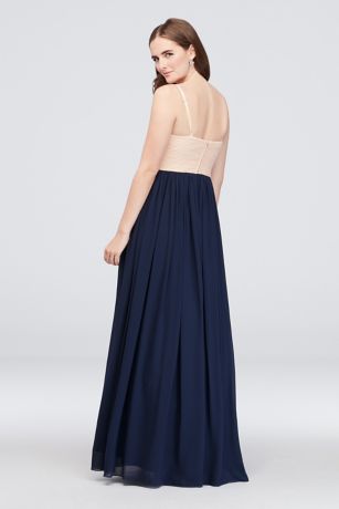 white christmas dresses Color Block Lace & Chiffon Appliquéd Mother of the Bride Dress with Cap  Sleeves main image 0