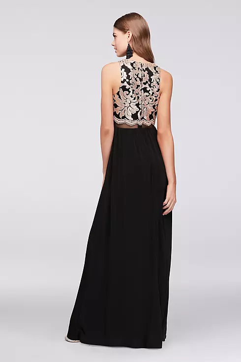 Illusion Waist Jersey Gown with Sequined Bodice Image 2