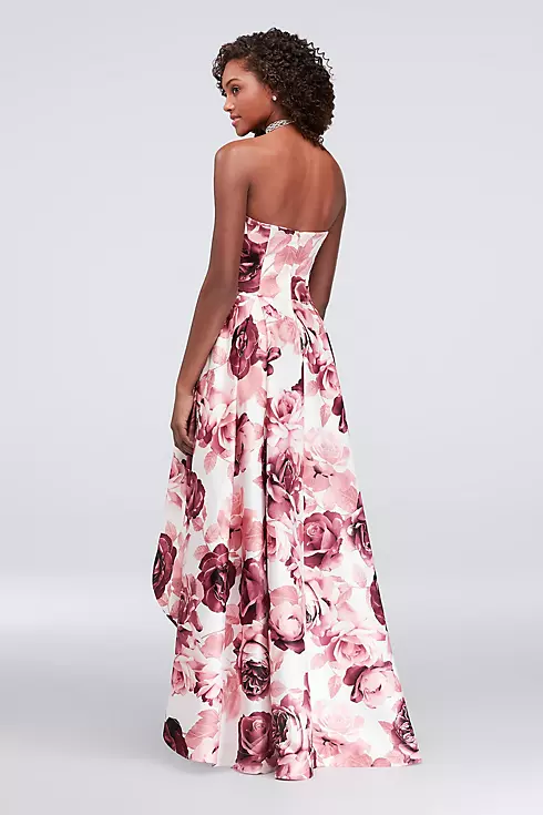 Floral-Printed High-Low Satin Twill Ball Gown  Image 2